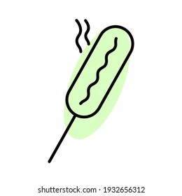 Sausage snack on the stick flat icon. Pictogram for web. Line stroke. Isolated on white background. Vector eps10
