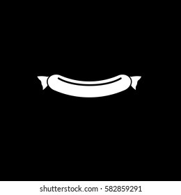 Sausage solid icon, food & drink elements, smoked product sign, a filled pattern on a black background, eps 10.