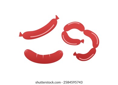 sausage or sosis flat icon set