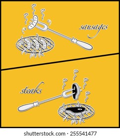  sausage and steak barbecue graphic
