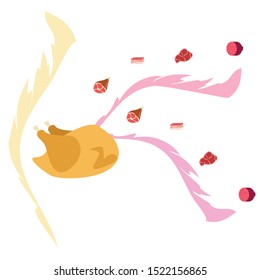 Sausage, steak, chicken bacon, fresh meat. Image for a farm shop concept. Vector background.