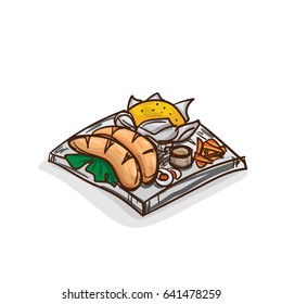 sausage steak set graphic drawing object