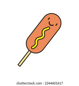 Sausage stick cartoon. Cartoon style. Vector illustration.