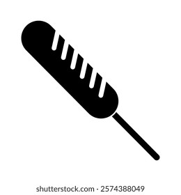 Sausage with stick silhouette icon. Vector.