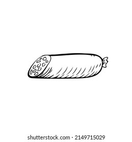 Sausage thin black lines on a white background - Vector illustration