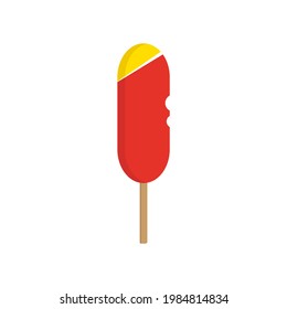 a sausage with topping sliced cheese illustration vector.