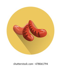 Sausage Traditional Food Oktoberfest Festival Icon Flat Vector Illustration