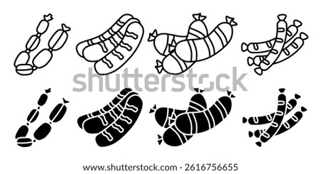 Sausage. Vector collection of sausage icon illustration. Black icon design.