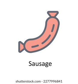 Sausage Vector      Fill outline Icons. Simple stock illustration stock