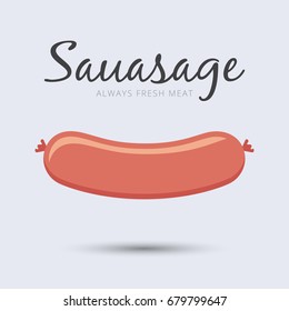 Sausage vector flat illustration with a shadow