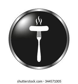 Sausage - vector icon; black button