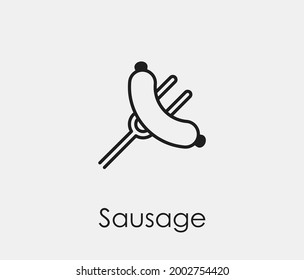 Icono de vector de salchicha. Trazo editable. Símbolo en estilo de arte de línea para diseño, presentación, sitio web o elementos de aplicaciones, logotipo. Gráficos vectoriales de píxeles - Vector