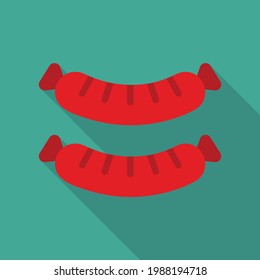Sausage Vector Icon in Flat Line Style. A sausage is a type of meat product usually made from ground meat, often pork, beef, or poultry, along with salt, spices and other flavourings. Vector Icon