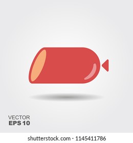 Sausage vector icon. Flat stylized illustration with shadow