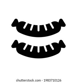 Sausage Vector Icon in Glyph Style. A sausage is a type of meat product usually made from ground meat, often pork, beef, or poultry, along with salt, spices and other flavourings. Vector illustration.