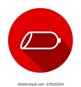 sausage vector icon isolated on red background with long shadow. flat icon