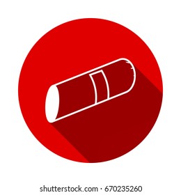 sausage vector icon isolated on red background with long shadow. flat icon