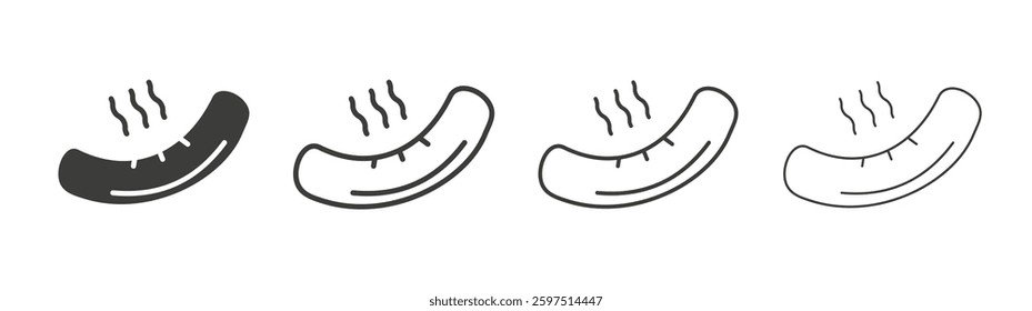 Sausage vector icon set in black and white color.