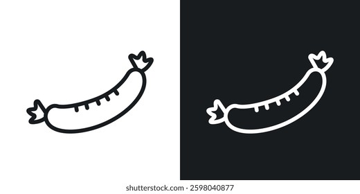 Sausage vector icon set in black and white color.