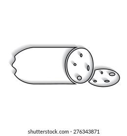 Sausage vector icon with shadow