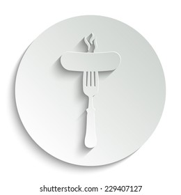 Sausage - vector icon with shadow on a round button