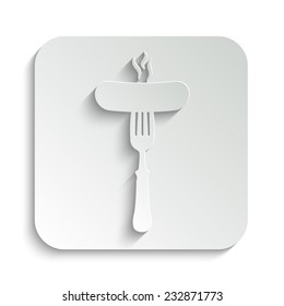 Sausage - vector icon with shadow on a grey button