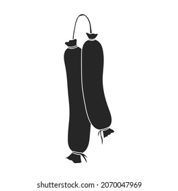 Icono de vector de salchicha.Icono de vector negro aislado en salchicha de fondo blanco.