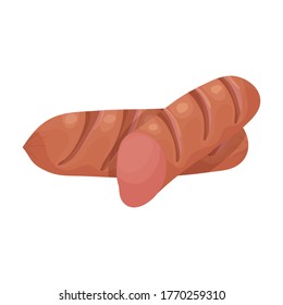 Sausage vector icon.Cartoon vector icon isolated on white background sausage.