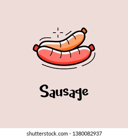 Sausage. Vector illustration for cafe decoration.