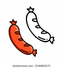 Illustrationsdesign für Wurst-Vektoren. Wurst einzeln auf weißem Hintergrund. Street-Food-Logo-Symbol