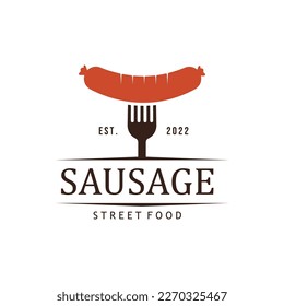 Sausage Vector Illustration Design. Street Food Logo Icon.