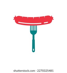 Sausage Vector Illustration Design. Street Food Logo Icon.
