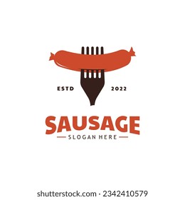 Sausage Vector Illustration Design. Street Food Logo Icon.