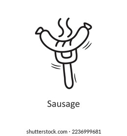 Sausage vector outline Icon Design illustration. New Year Symbol on White background EPS 10 File