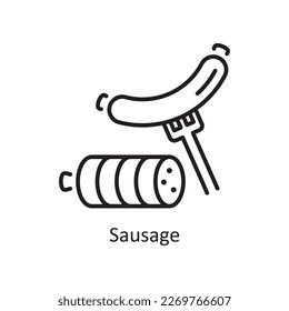 Sausage Vector Outline Icon Design illustration. Grocery Symbol on White background EPS 10 File
