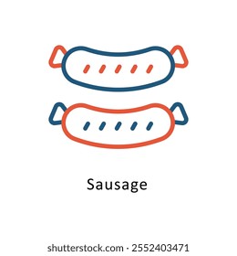 Sausage Vector Two Colors outline Icon. Eps10 File