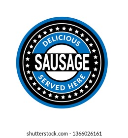 Sausage vintage label - sticker,emblem,seal,rubber stamp.Falafel - served here,delicious.Designed for product label.