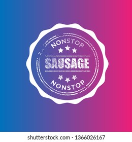 Sausage vintage label - sticker,emblem,seal,rubber stamp.Falafel - served here,delicious.Designed for product label.
