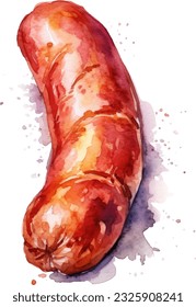 Sausage Watercolor illustration. Hand drawn underwater element design. Artistic vector marine design element. Illustration for greeting cards, printing and other design projects.