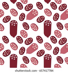 Sausages background. Flat vector illustration