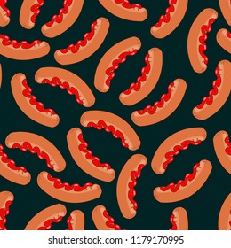 Sausages background vector ketchup