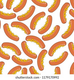 Sausages background vector mustard