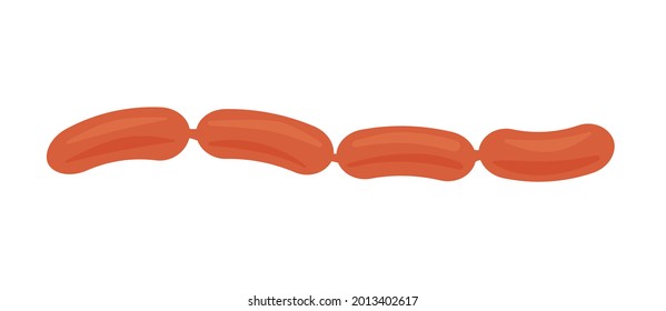 Sausages of Beef, pork, Cartoon style realistic vector illustration icons isolated on white background EPS 10