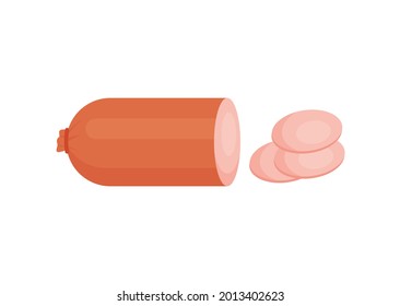 Sausages of Beef, pork, Cartoon style realistic vector illustration icons isolated on white background EPS 10