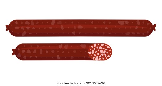 Sausages of Beef, pork, Cartoon style realistic vector illustration icons isolated on white background EPS 10