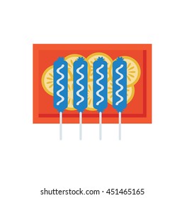 Sausages cartoon icon and salad
