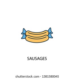 sausages concept 2 colored line icon. Simple yellow and blue element illustration. sausages concept outline symbol design