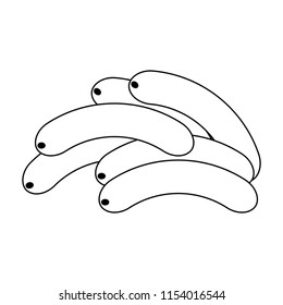Sausages food isolated in black and white