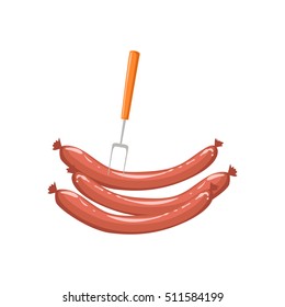 Sausages And Fork Set Of Pizza Ingredients  Utensils