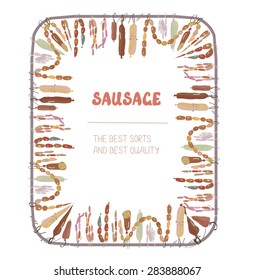 Sausages frame with many sorts - funny background